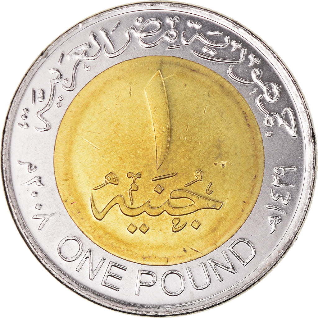Coin, Egypt, Lifesize Anubis Sculpture, Pound, 2008/AH1429, Colorized