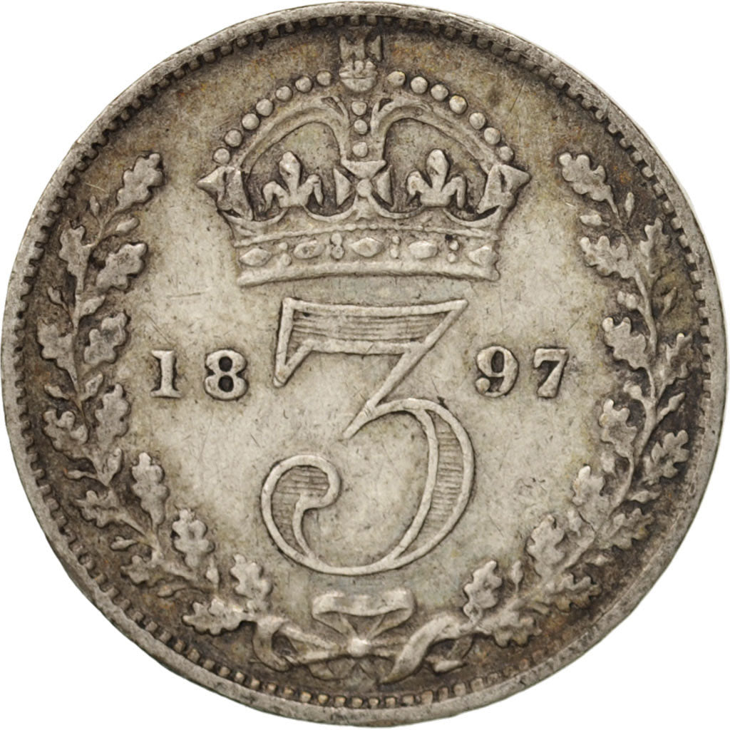 Great Britain, Victoria, 3 Pence, 1897, EF(40-45), Silver, KM:777