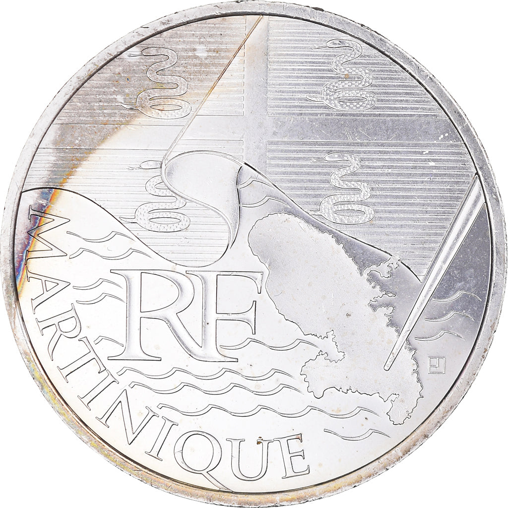 France, 10 Euro, Martinique, Euros des régions, 2010, Paris, SPL, Argent