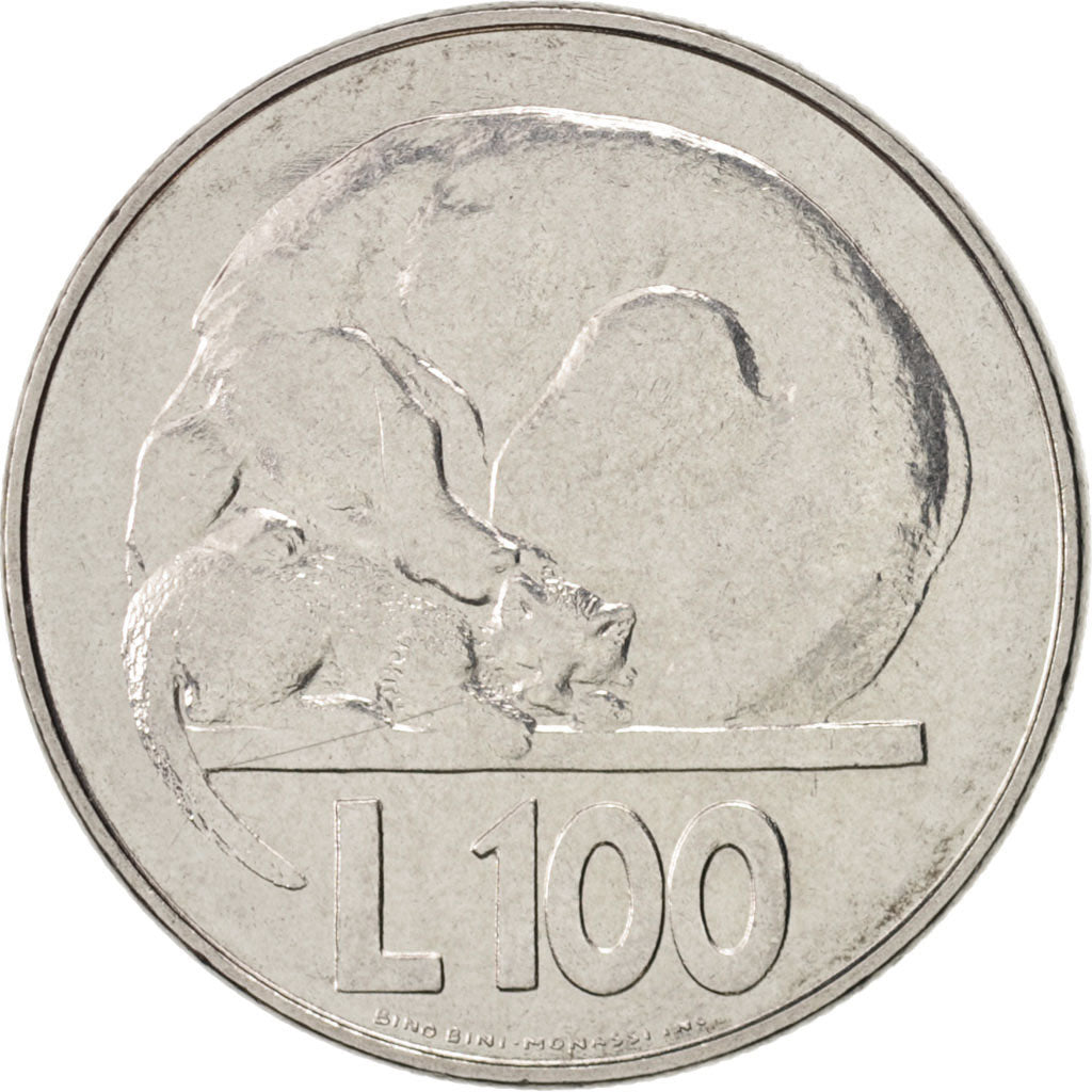 San Marino, 100 Lire, 1975, AU(55-58), Steel, KM:46