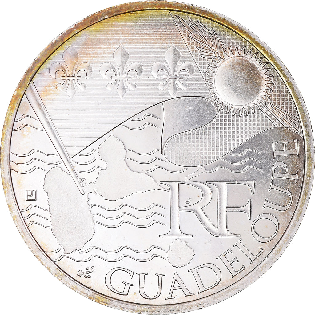 France, 10 Euro, Guadeloupe, Euros des régions, 2010, Paris, MS(63), Silver