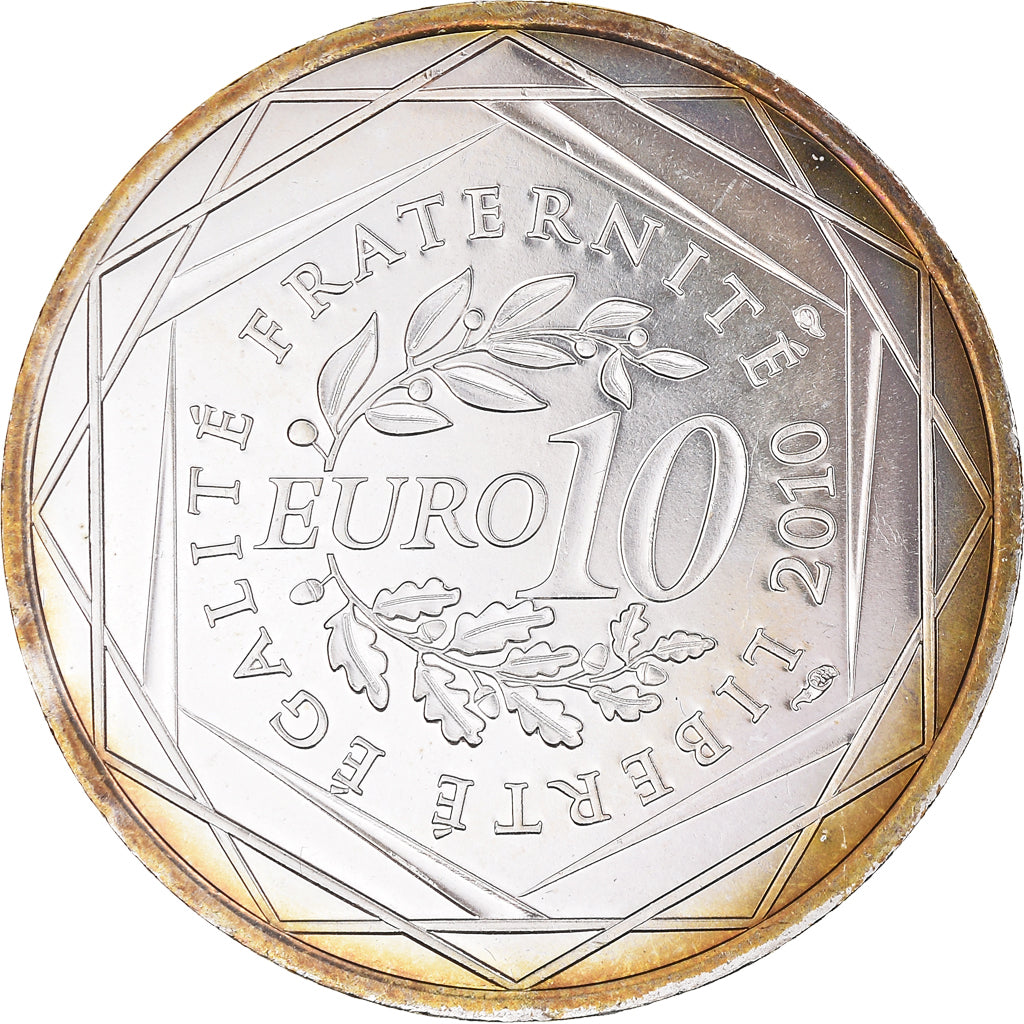 France, 10 Euro, Guadeloupe, Euros des régions, 2010, Paris, MS(63), Silver
