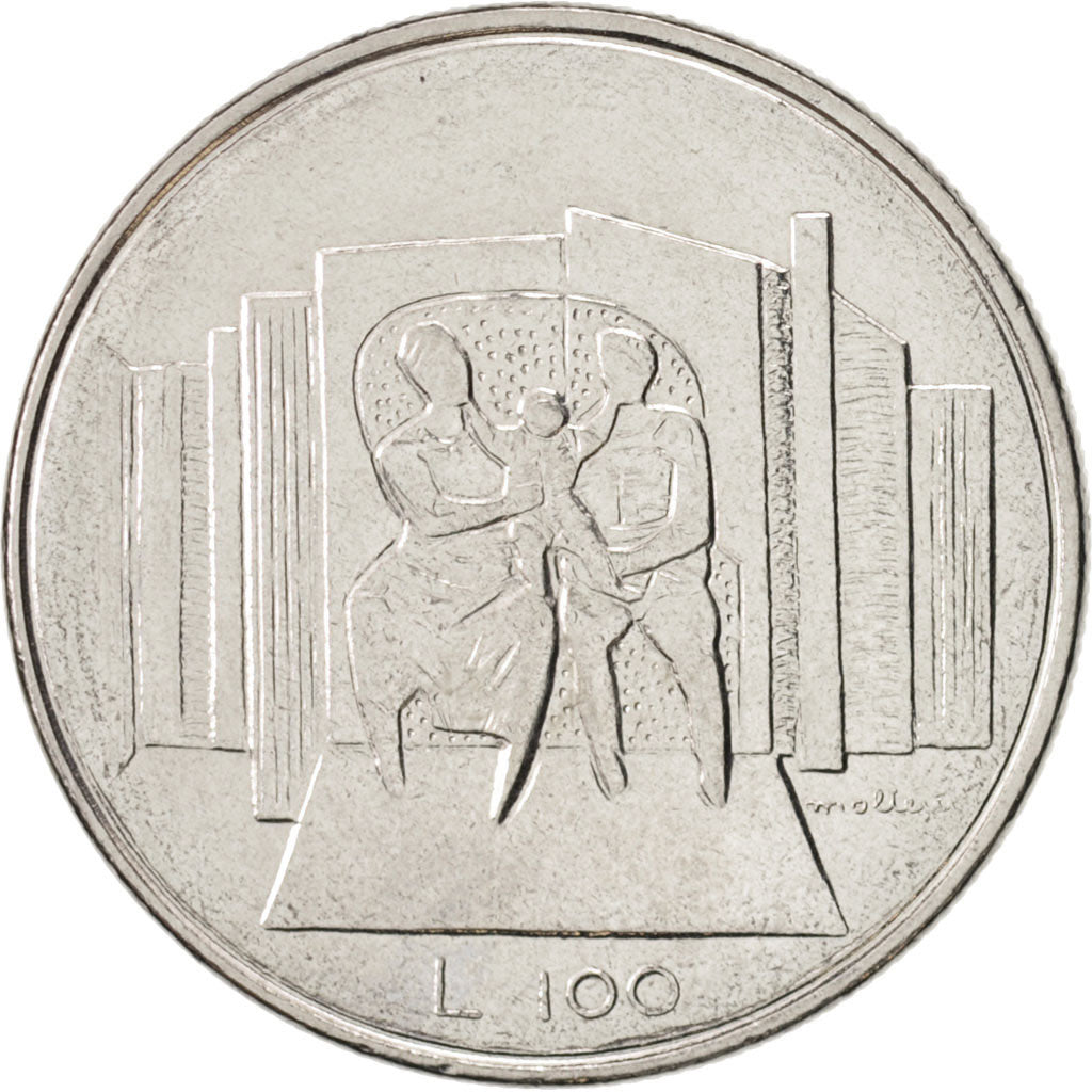 San Marino, 100 Lire, 1976, AU(55-58), Steel, KM:57