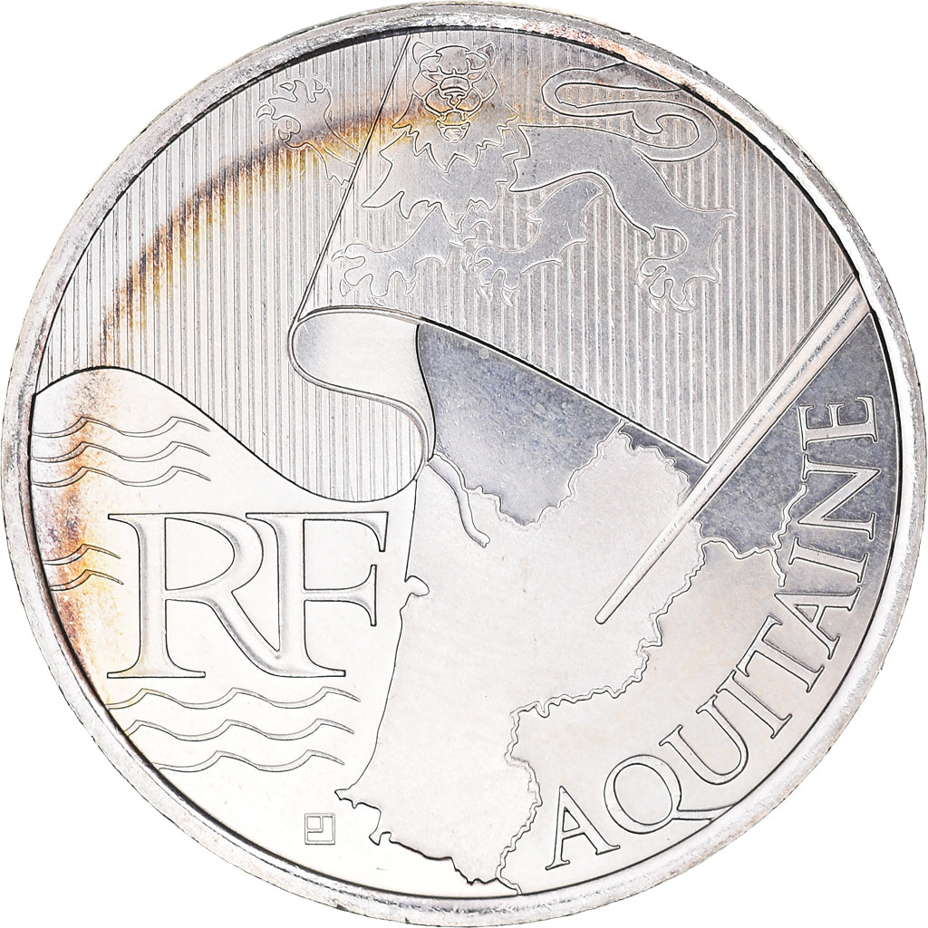 France, 10 Euro, Aquitaine, Euros des régions, 2010, MS(63), Silver