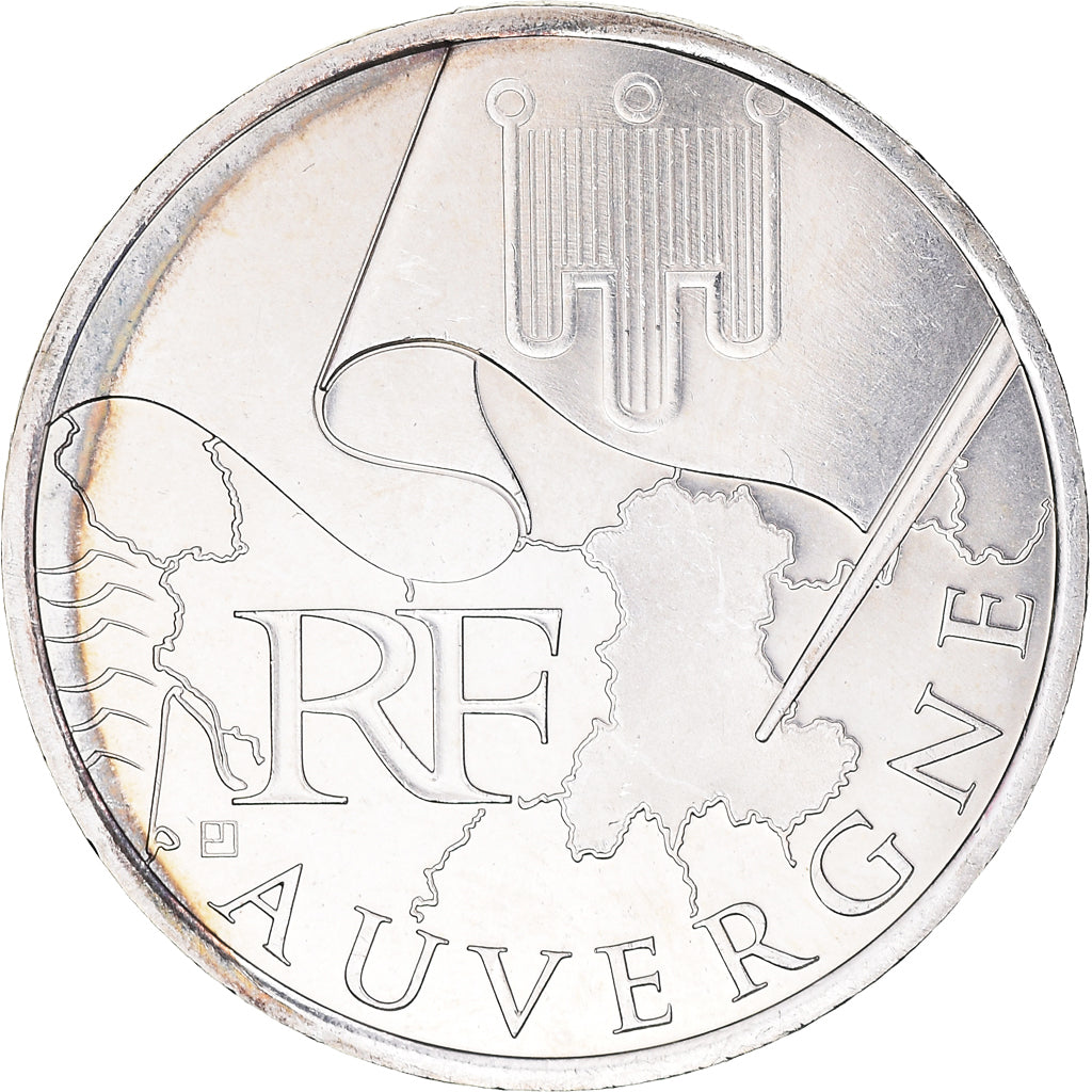 Francja, 10 Euro, Auvergne, Euros des régions, 2010, MS(60-62), Srebro