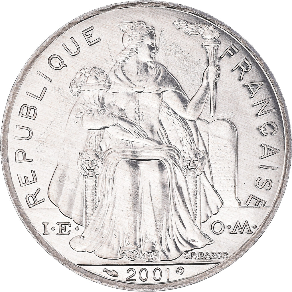 Coin, New Caledonia, 5 Francs, 2001, Paris, MS(64), Aluminum, KM:16