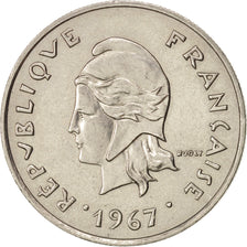 New Caledonia, 10 Francs, 1967, Paris, AU(55-58), Nickel, KM:5, Lecompte:86