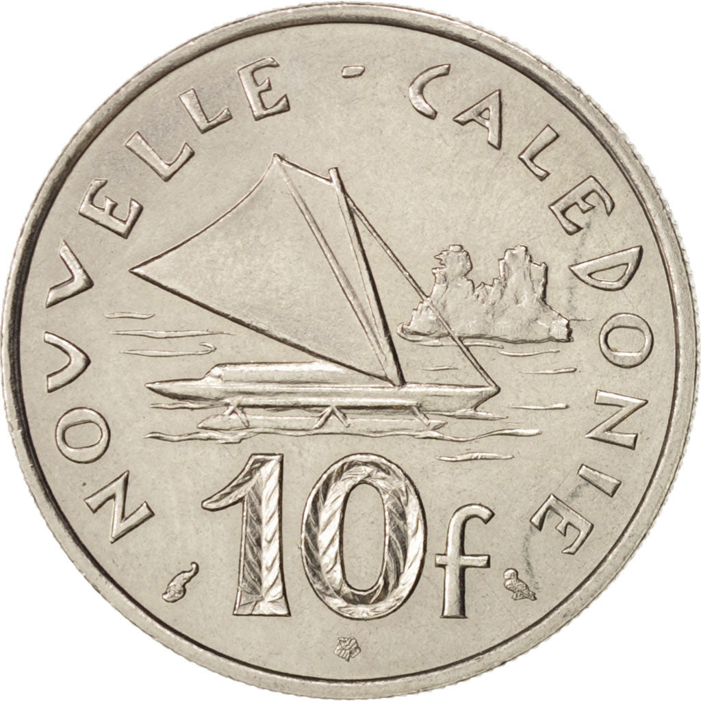New Caledonia, 10 Francs, 1967, Paris, AU(55-58), Nickel, KM:5, Lecompte:86