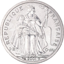 Coin, New Caledonia, Franc, 2001, Paris, MS(65-70), Aluminum, KM:10