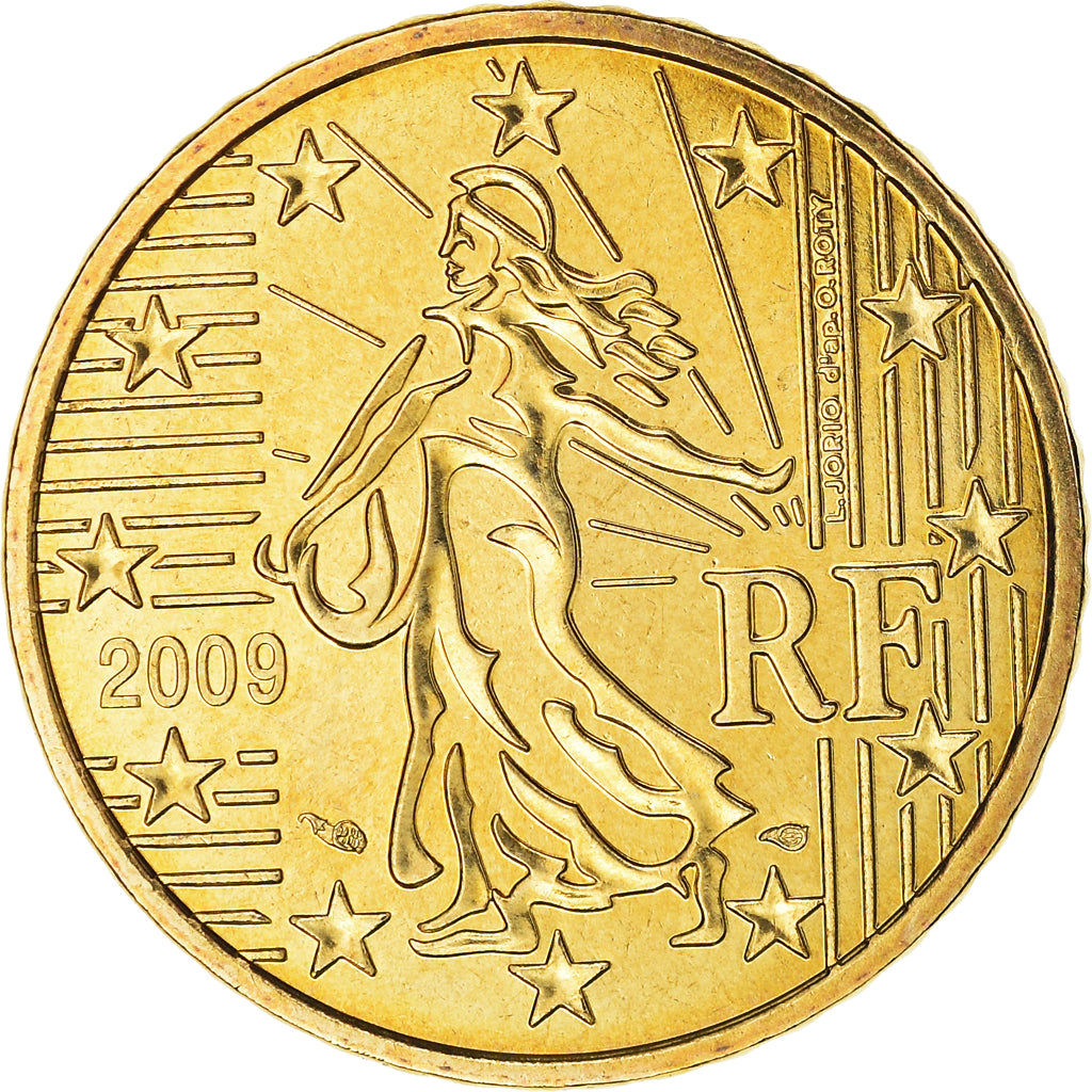 France, 50 Euro Cent, 2009, Paris, BU, MS(65-70), Brass, Gadoury:6a., KM:1412