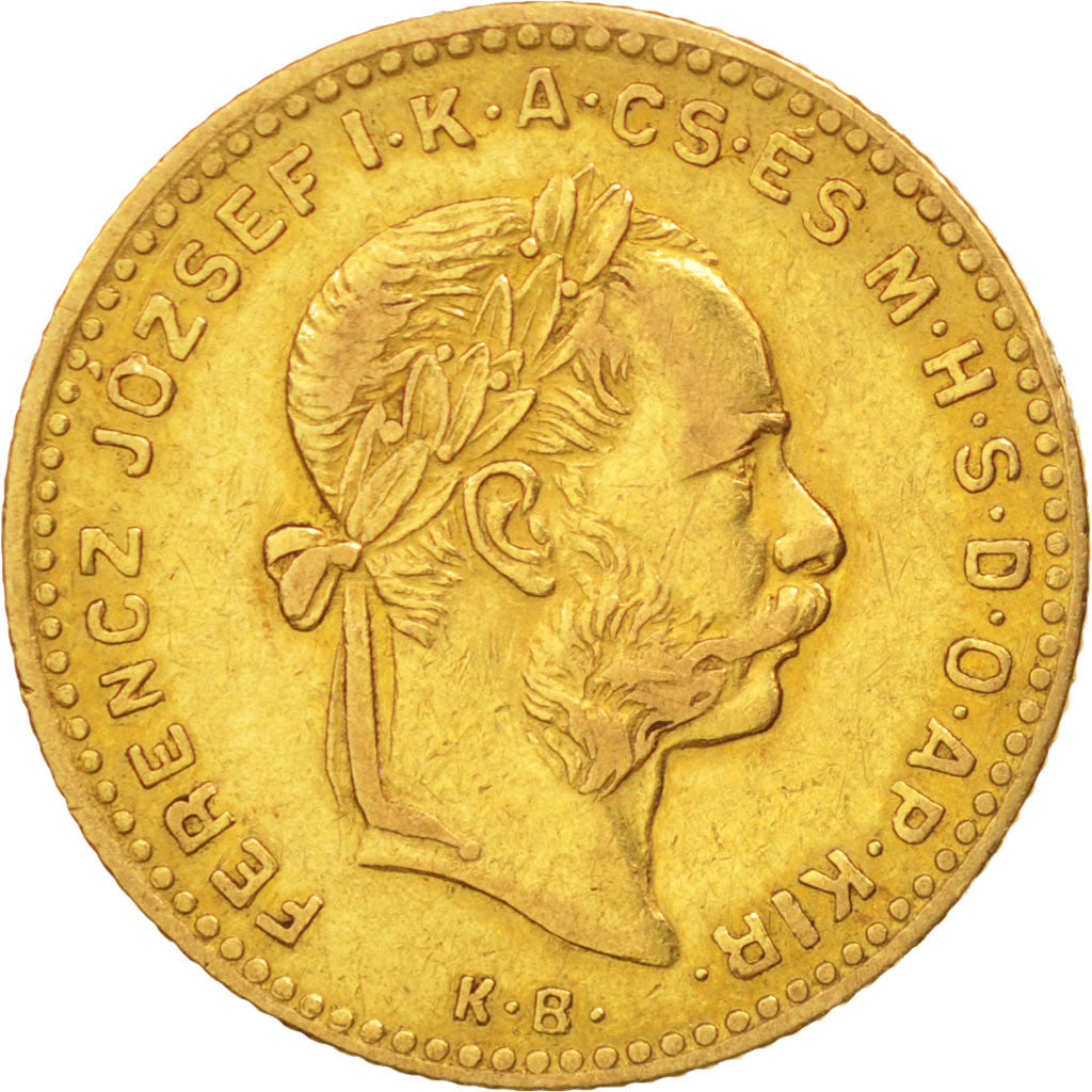 Hungary, Franz Joseph I, 4 Forint 10 Francs, 1885, Kormoczbanya, EF(40-45),KM466