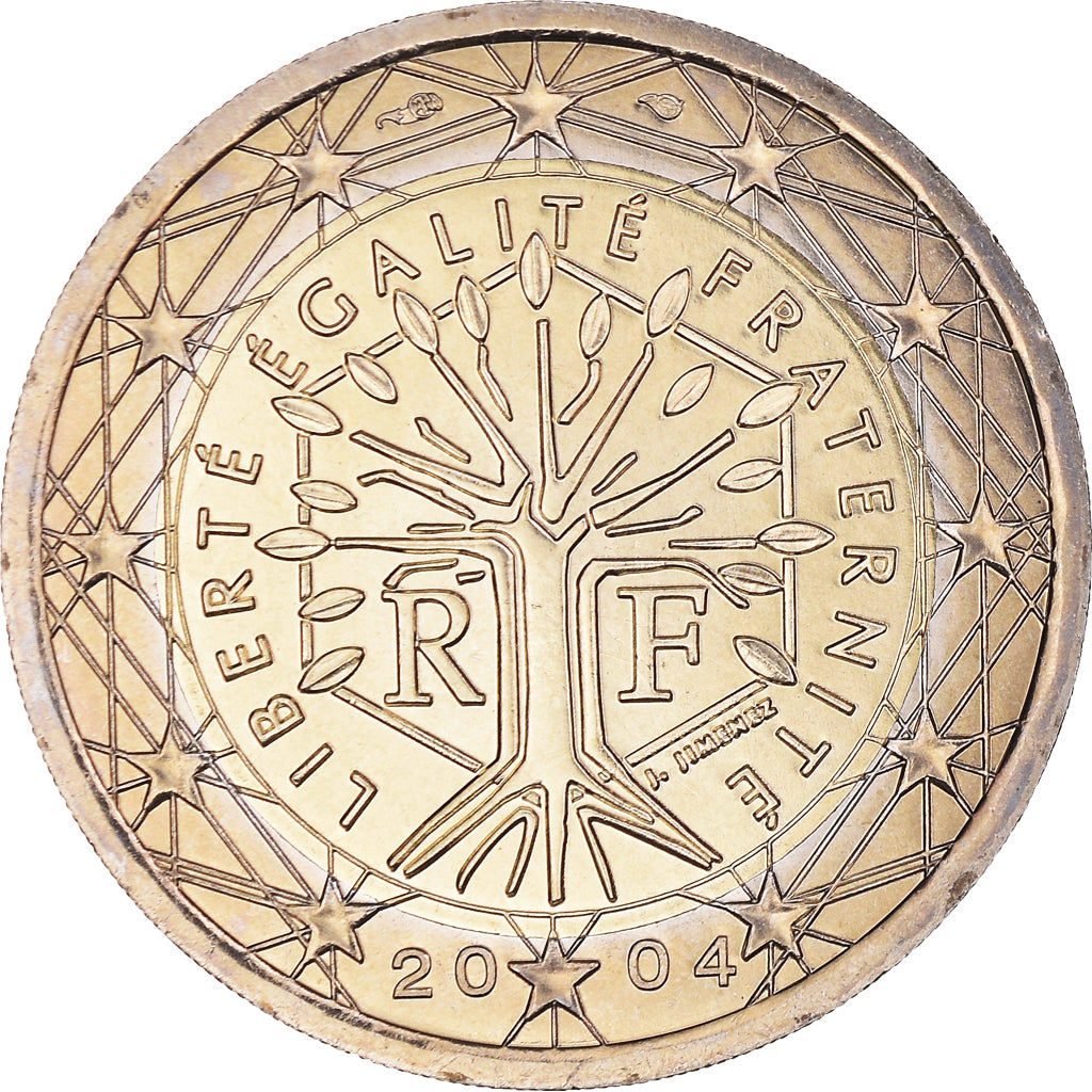 France, 2 Euro, 2004, BU, MS(65-70), Bi-Metallic, KM:1289
