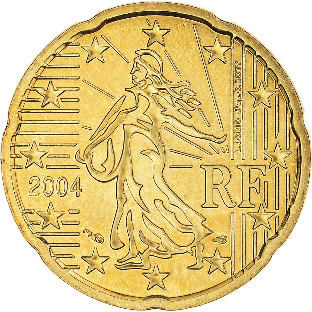 França, 20 Euro Cent, 2004, BU, MS(65-70), Latão, Gadoury:5., KM:1286