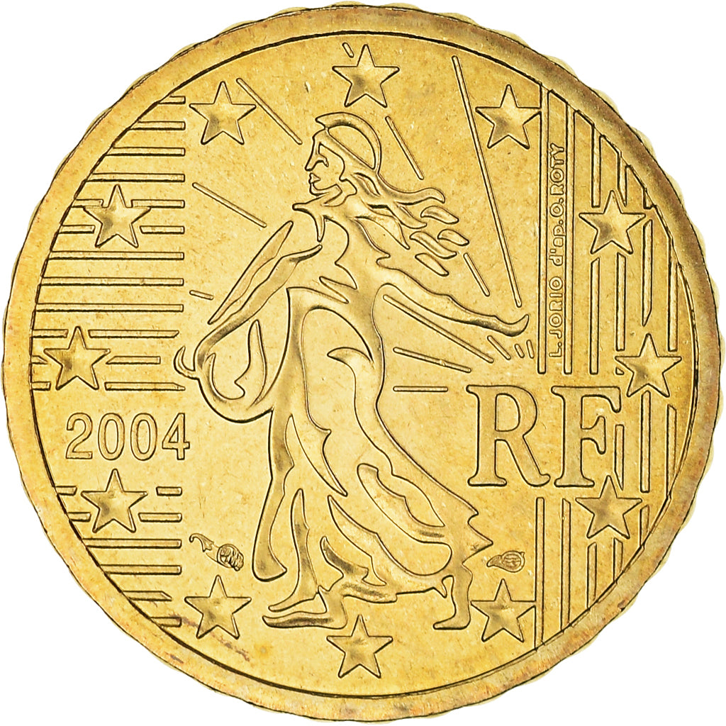 France, 10 Euro Cent, 2004, Paris, BU, MS(65-70), Brass, KM:1285