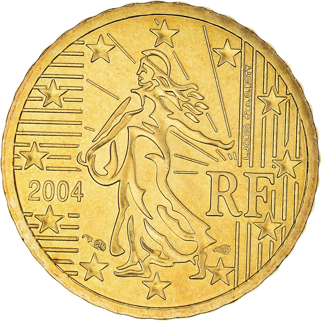 França, 10 Euro Cent, 2004, Paris, BU, MS(65-70), Latão, KM:1285