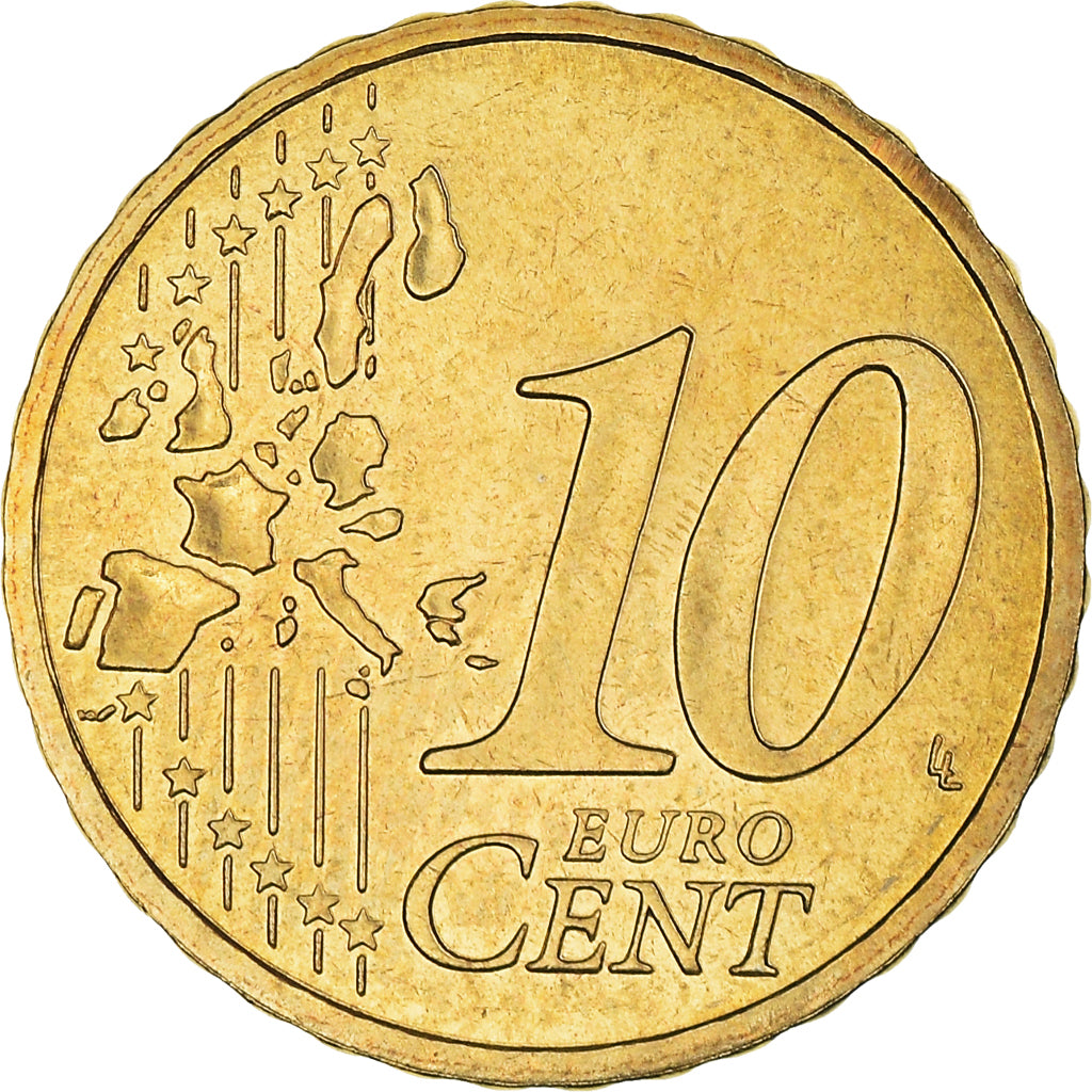 France, 10 Euro Cent, 2004, Paris, BU, MS(65-70), Brass, KM:1285