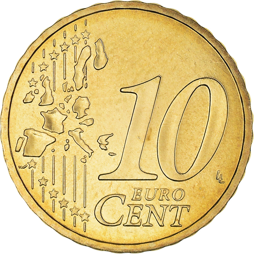France, 10 Euro Cent, 2004, Paris, BU, MS(65-70), Brass, KM:1285