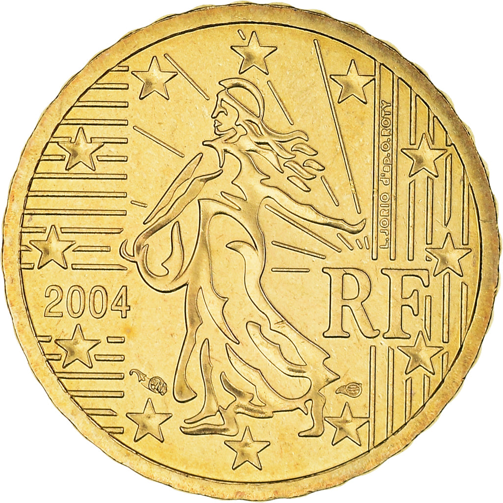 France, 10 Euro Cent, 2004, Paris, BU, MS(65-70), Brass, KM:1285