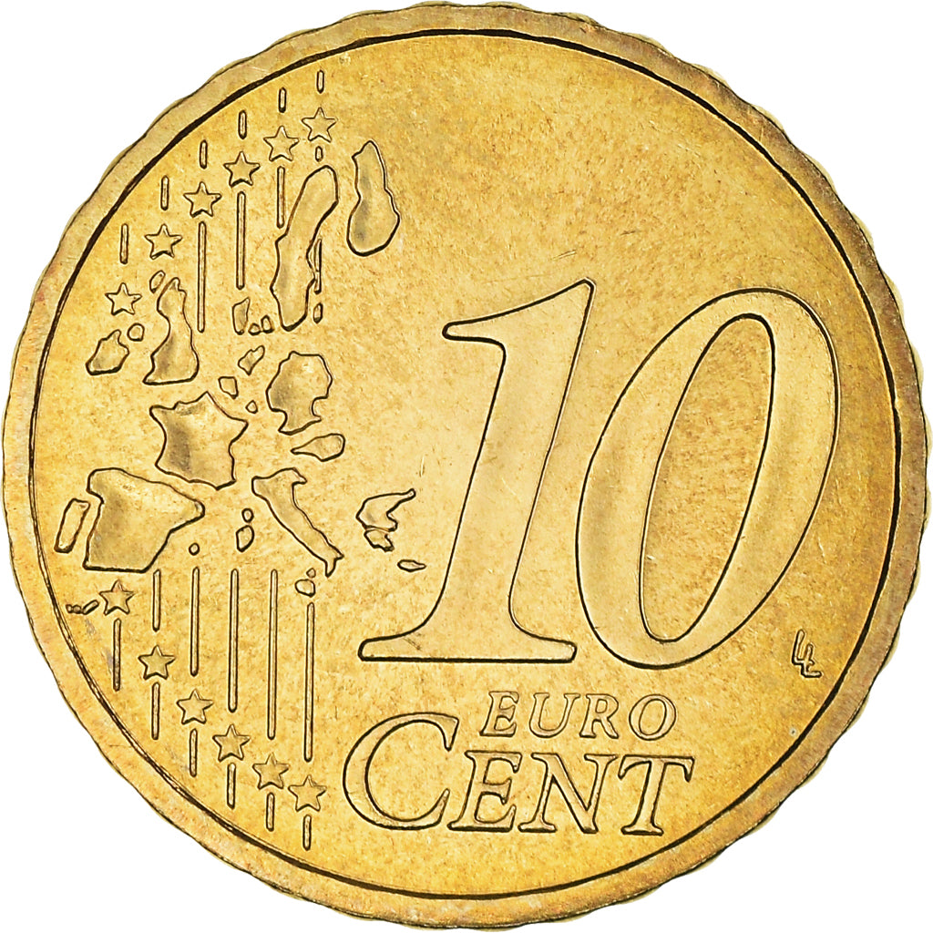 France, 10 Euro Cent, 2004, Paris, BU, MS(65-70), Brass, KM:1285