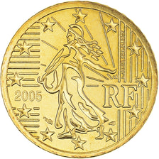 França, 50 Euro Cent, 2005, BU, MS(65-70), Latão, Gadoury:5., KM:1287