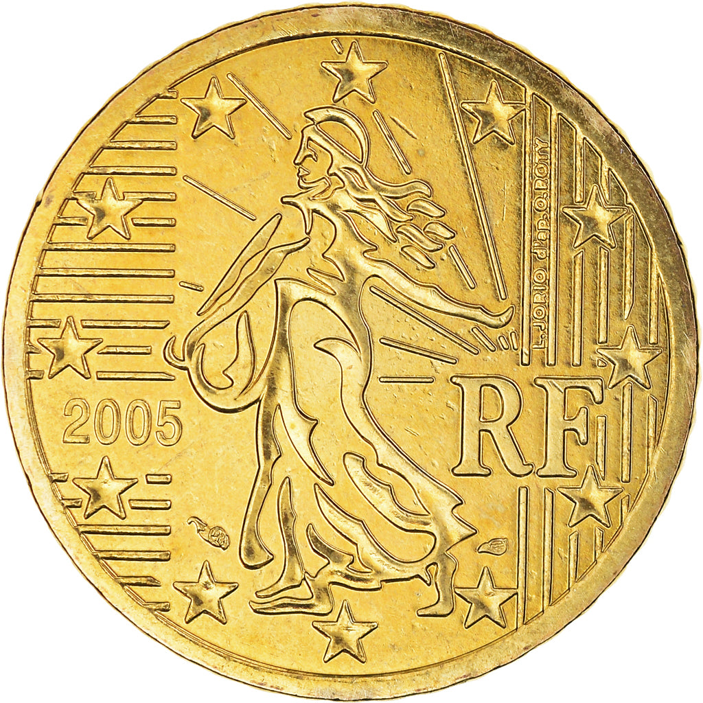 França, 50 Euro Cent, 2005, BU, MS(65-70), Latão, Gadoury:5., KM:1287