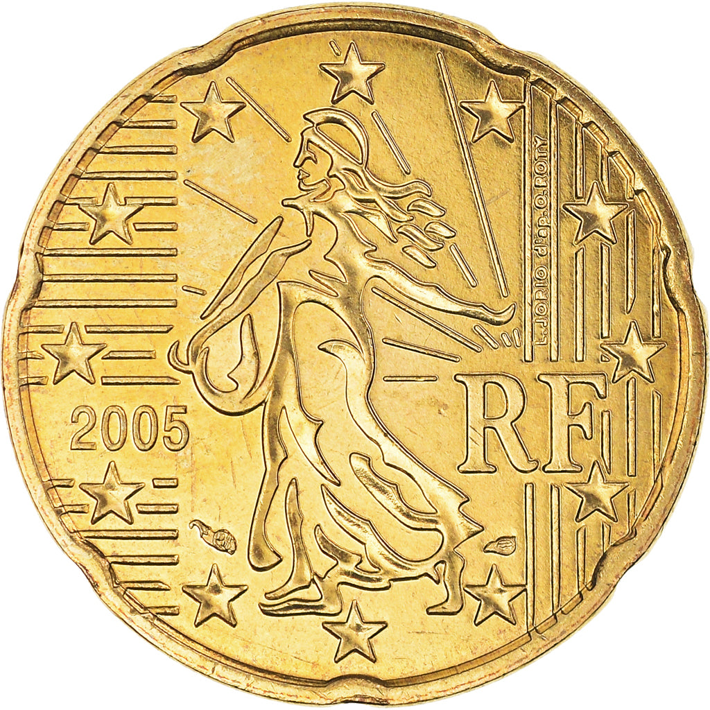 France, 20 Euro Cent, 2005, BU, MS(65-70), Brass, Gadoury:5., KM:1286