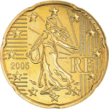 France, 20 Euro Cent, 2005, BU, MS(65-70), Brass, Gadoury:5., KM:1286