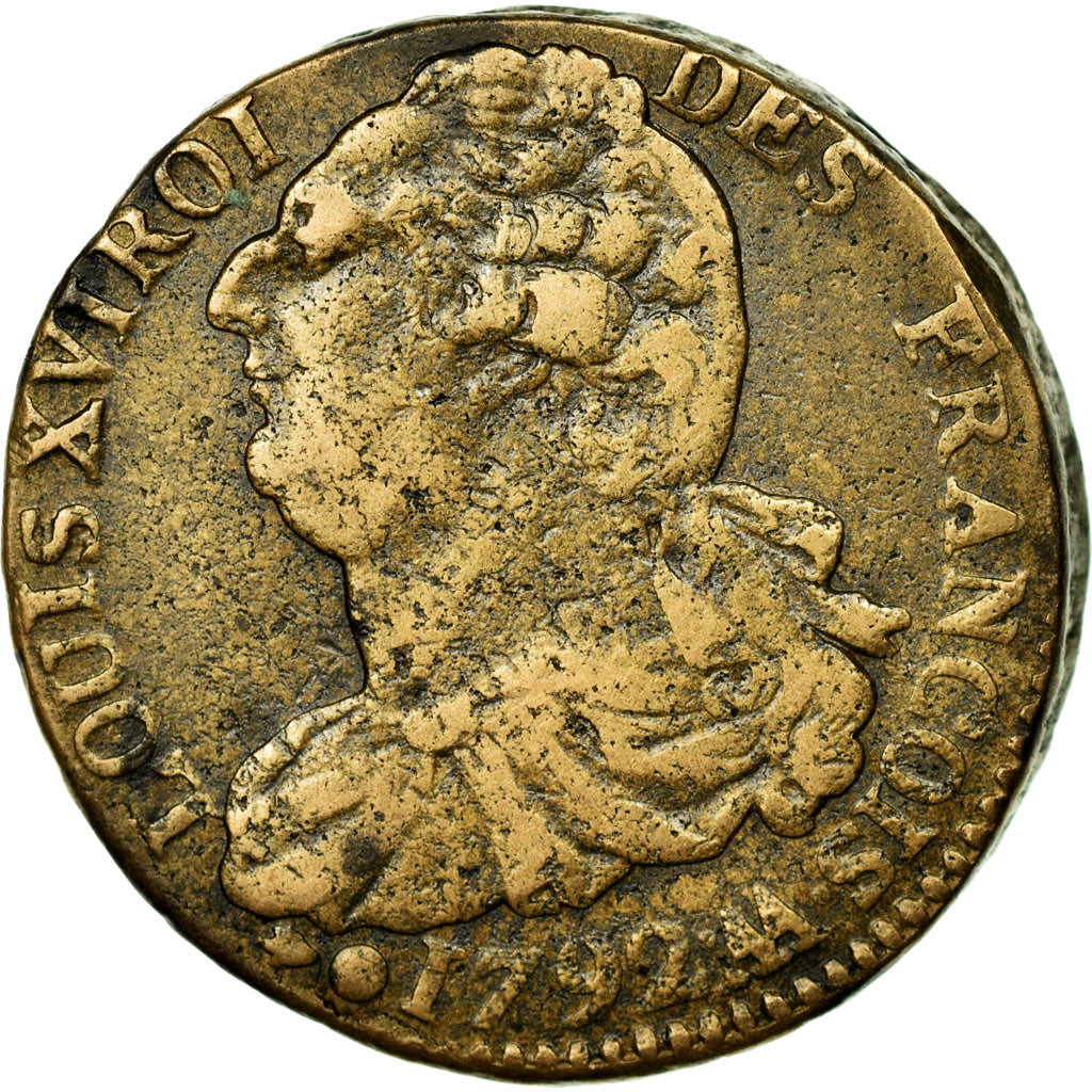 Coin, France, 2 sols françois, 2 Sols, 1792, Metz, VF(20-25), Bronze, KM:603.2