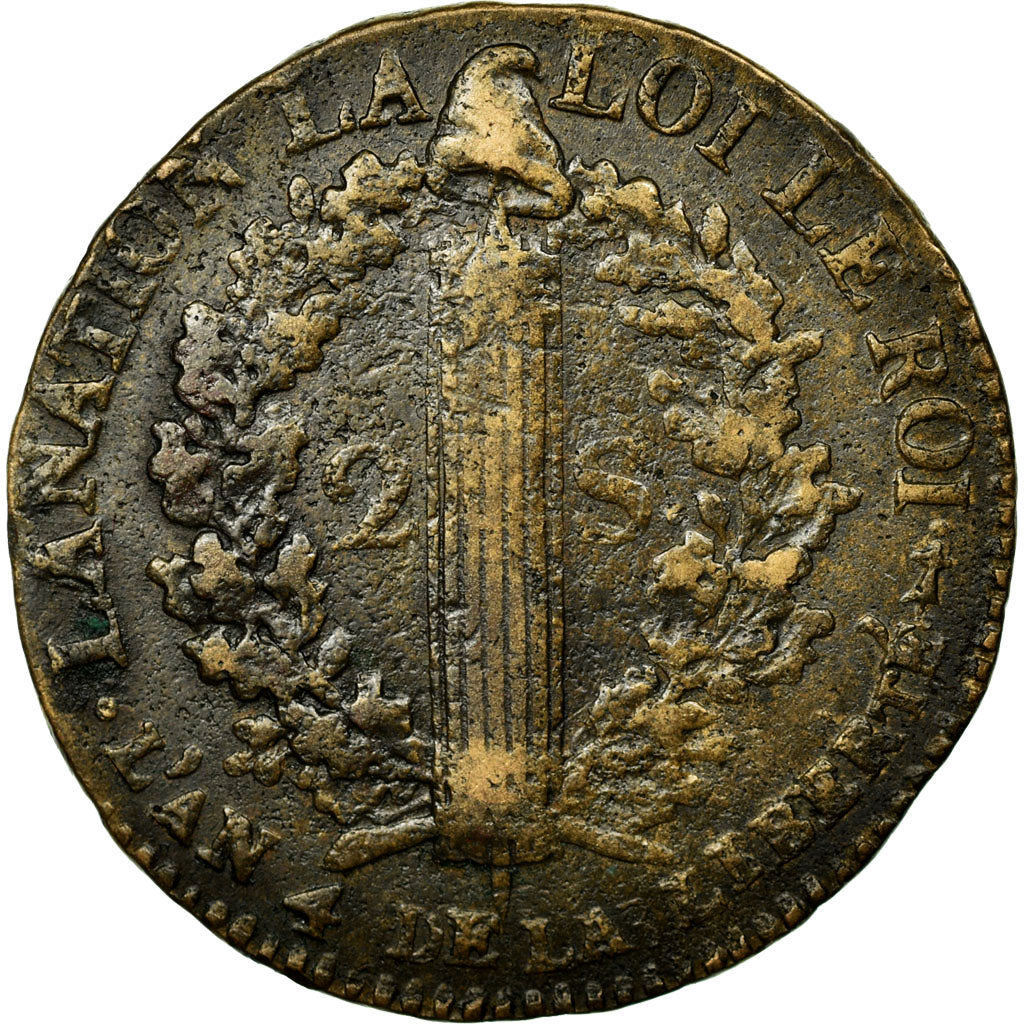 Coin, France, 2 sols françois, 2 Sols, 1792, Metz, VF(20-25), Bronze, KM:603.2