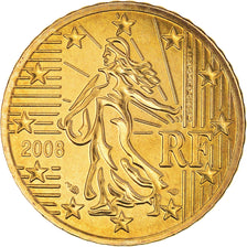 França, 50 Euro Cent, 2008, Paris, BU, MS(65-70), Latão, Gadoury:6a., KM:1412