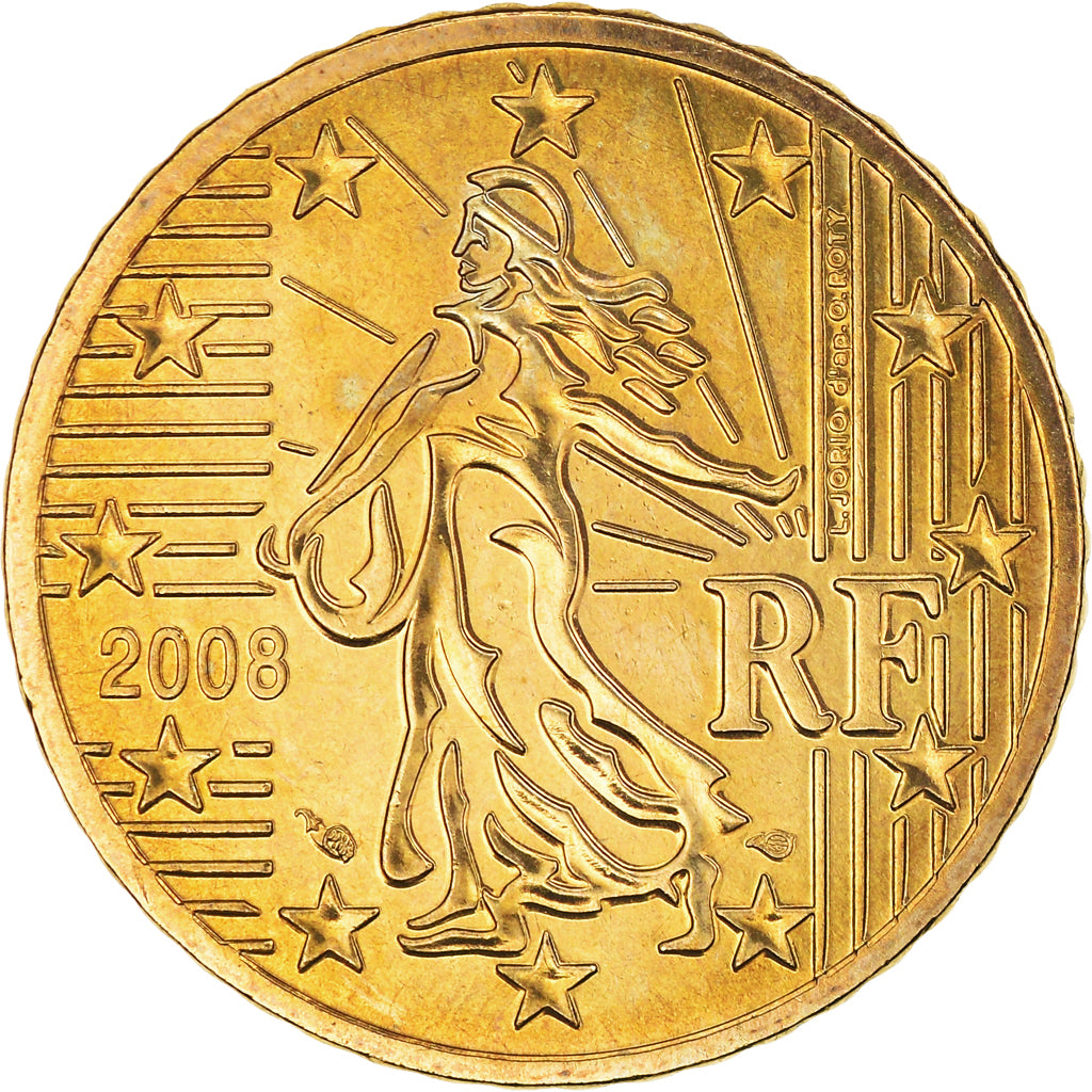 França, 50 Euro Cent, 2008, Paris, BU, MS(65-70), Latão, Gadoury:6a., KM:1412