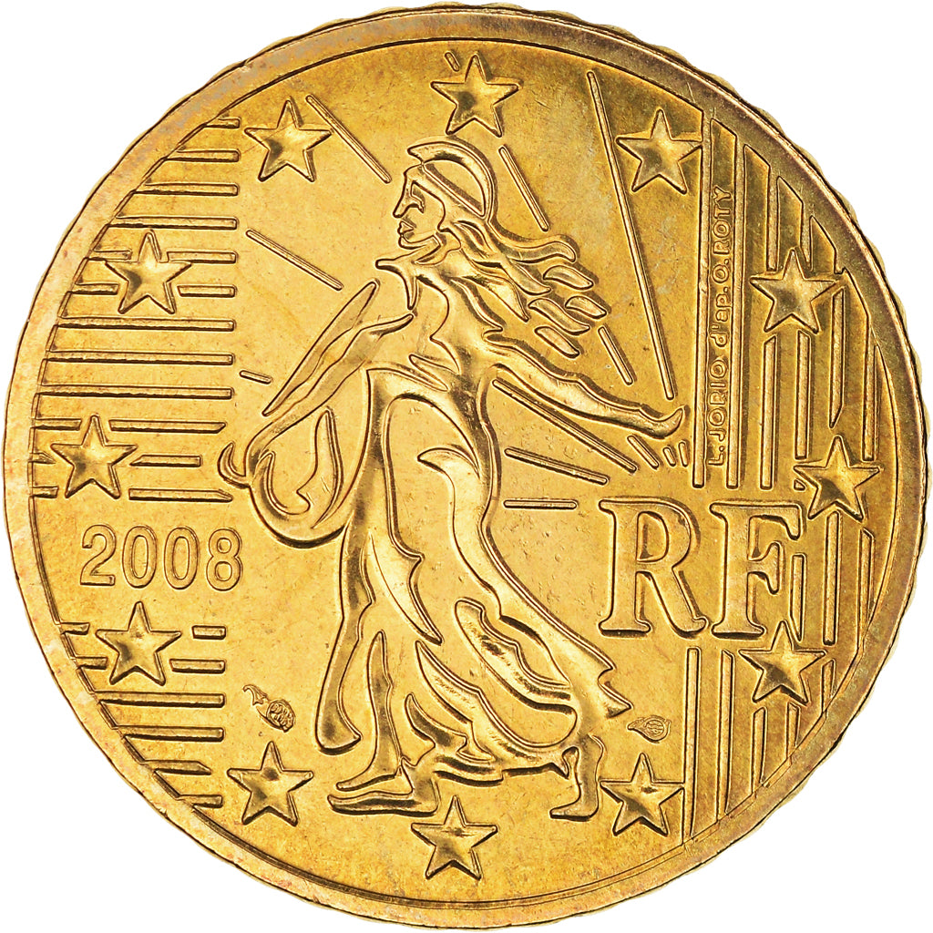 France, 50 Euro Cent, 2008, Paris, BU, MS(65-70), Brass, Gadoury:6a., KM:1412