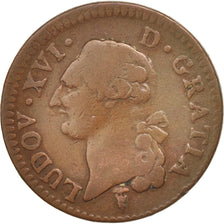 Monnaie, France, Louis XVI, Sol ou sou, Sol, 1790, Bordeaux, TB, Cuivre