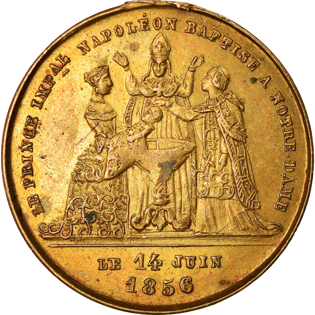 France, Medal, Baptème de Napoléon Eugène Louis, History, 1856, AU(50-53)