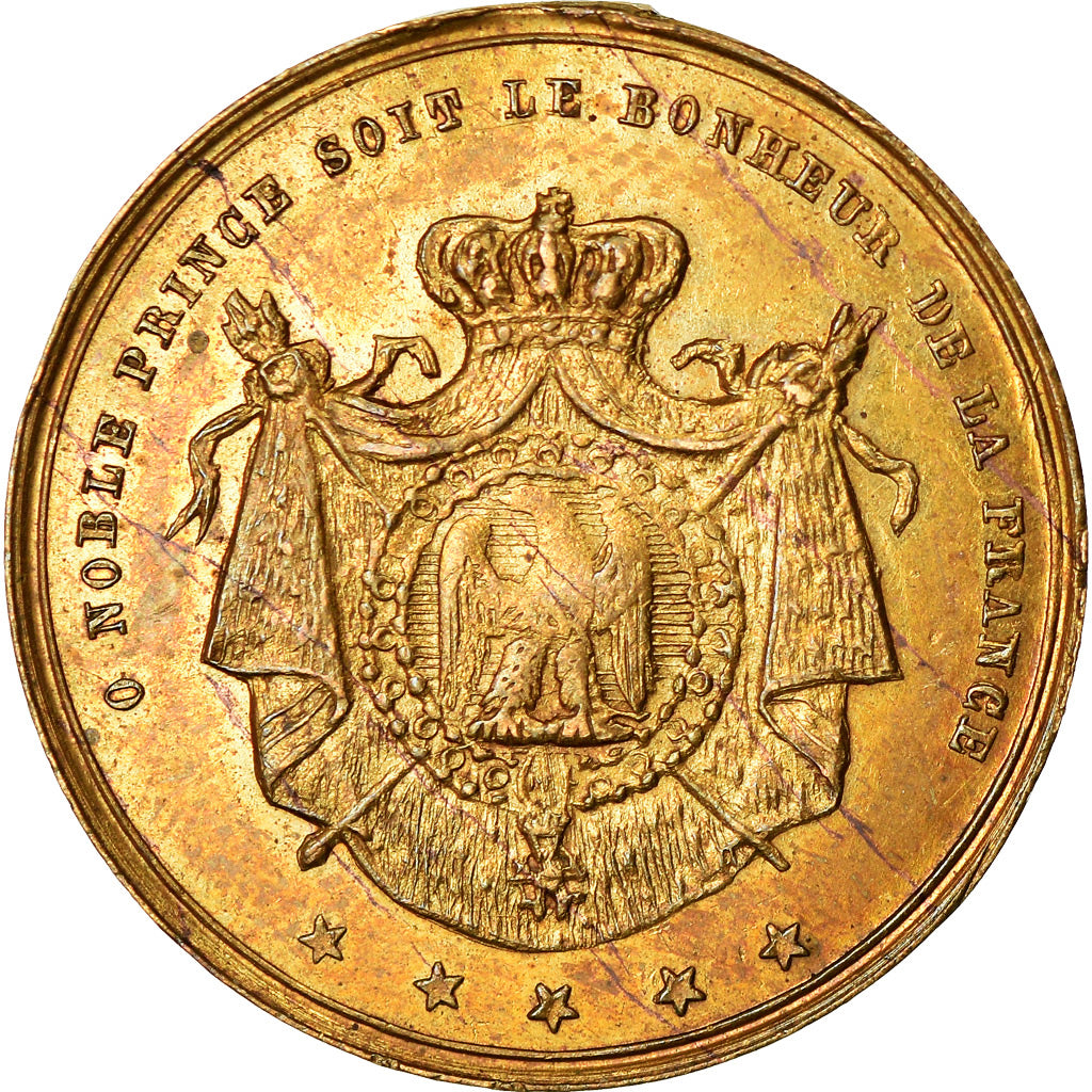 France, Medal, Baptème de Napoléon Eugène Louis, History, 1856, AU(50-53)