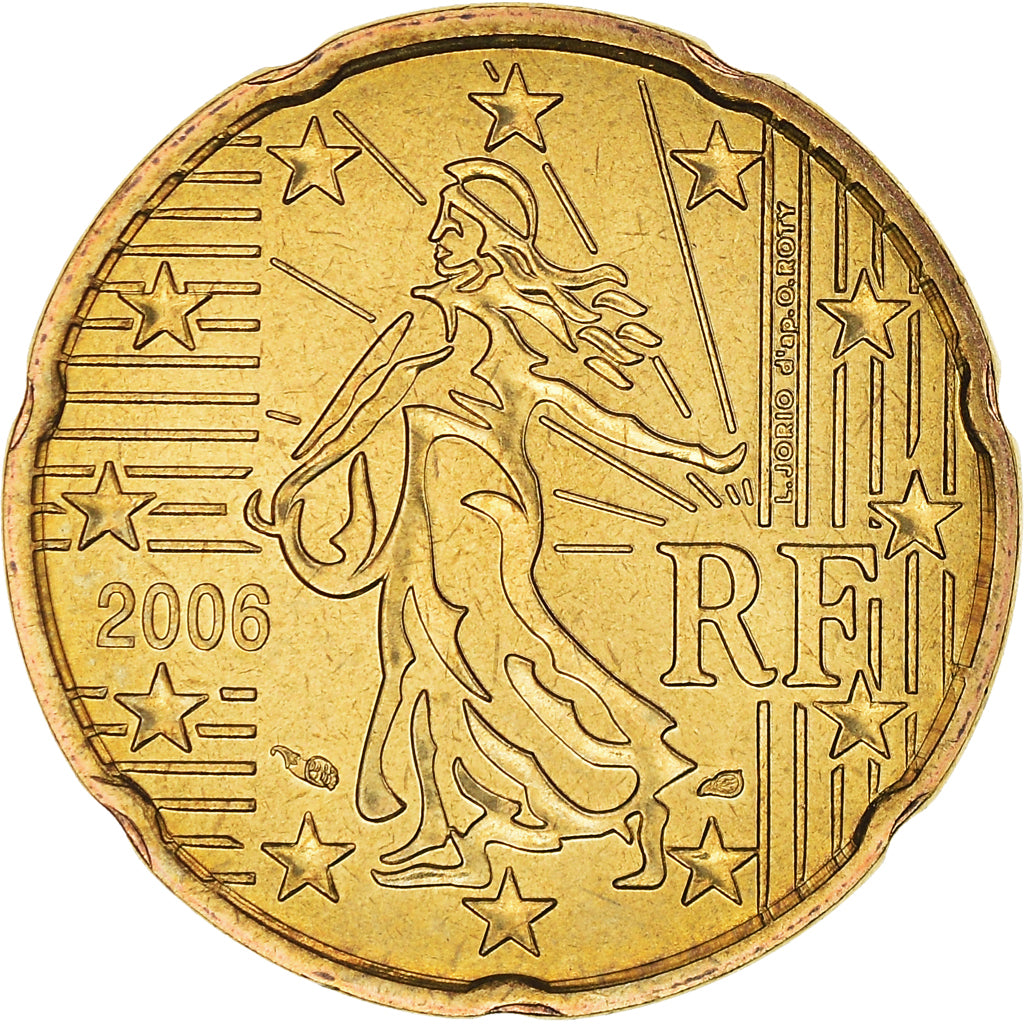 France, 20 Euro Cent, 2006, Paris, BU, MS(65-70), Brass, KM:1286