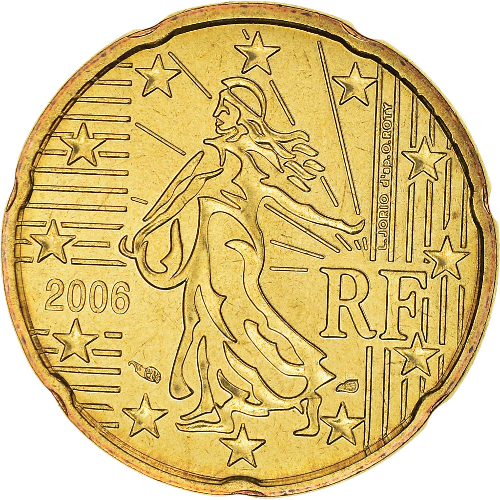France, 20 Euro Cent, 2006, Paris, BU, MS(65-70), Brass, KM:1286