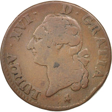 Frankreich, Louis XVI, Sol ou sou, Sol, 1785, Paris, SGE+, Copper, KM:578.1