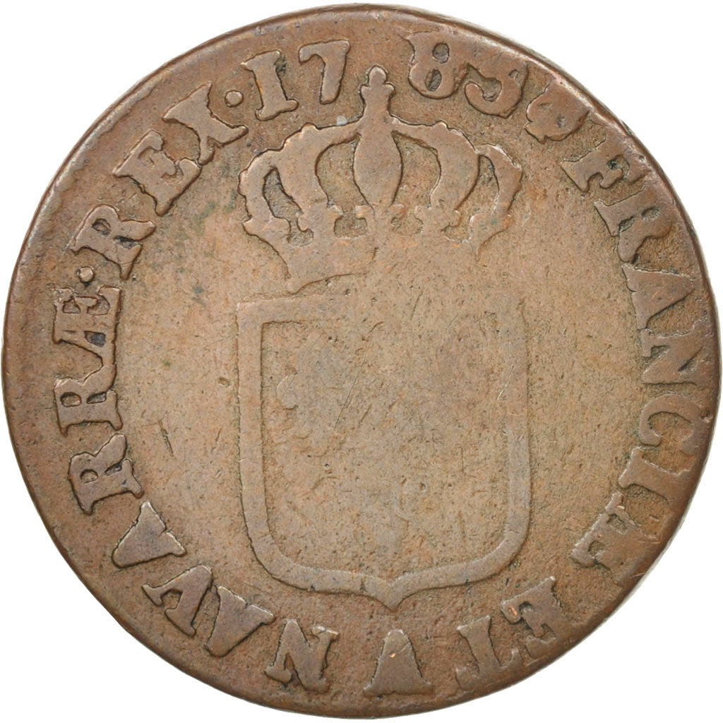 Frankreich, Louis XVI, Sol ou sou, Sol, 1785, Paris, SGE+, Copper, KM:578.1