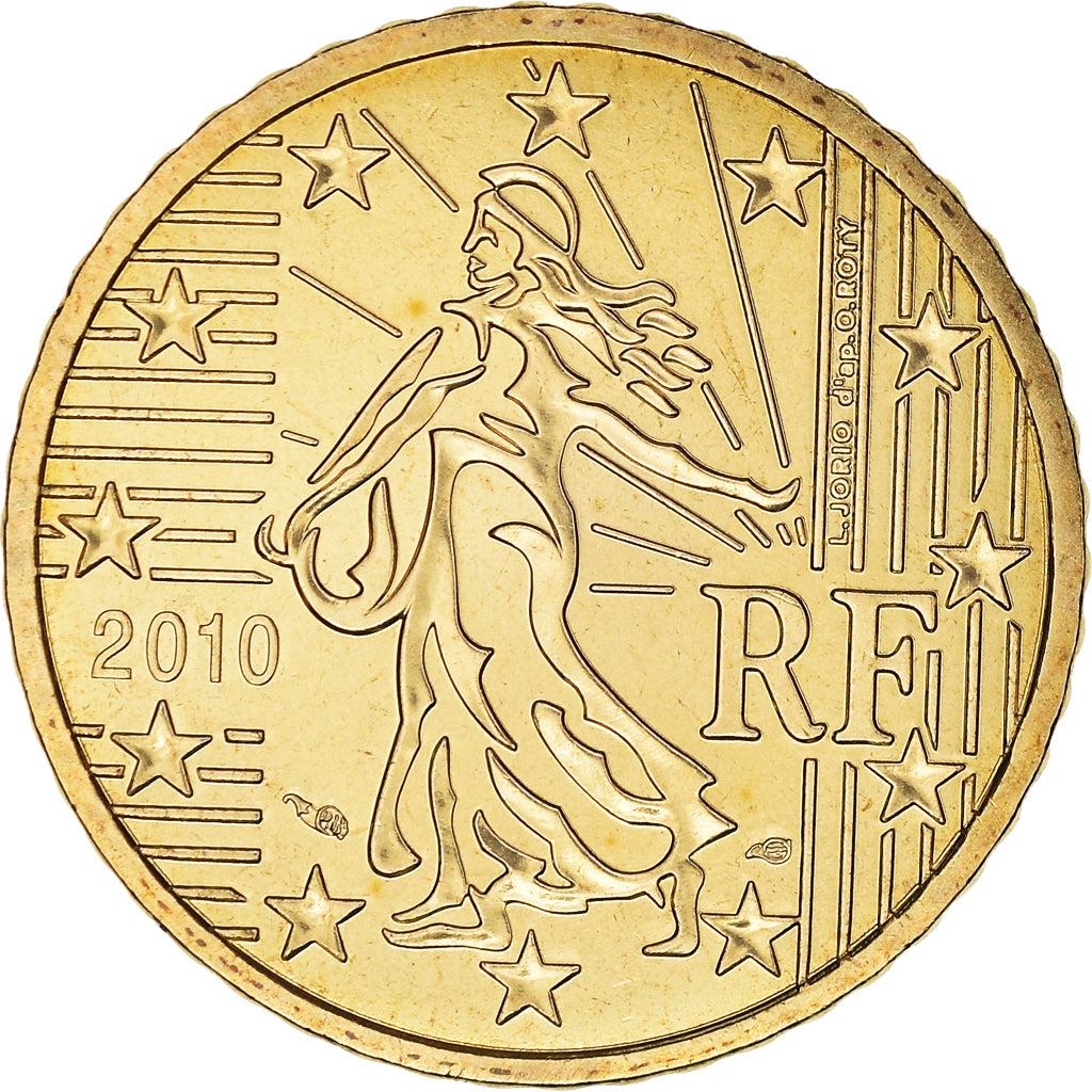 France, 50 Euro Cent, 2010, Paris, BU, MS(65-70), Brass, Gadoury:6a., KM:1412