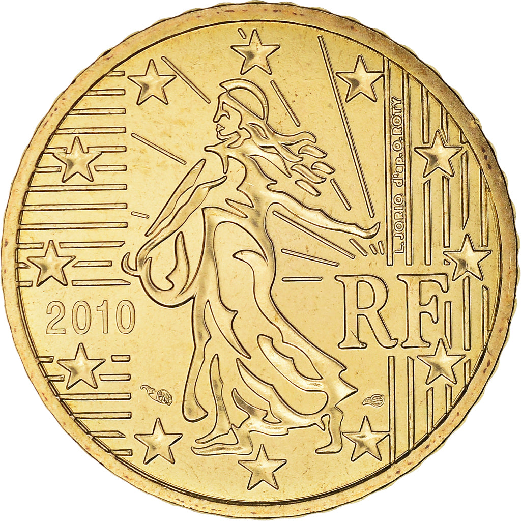 França, 50 Euro Cent, 2010, Paris, BU, MS(65-70), Latão, Gadoury:6a., KM:1412