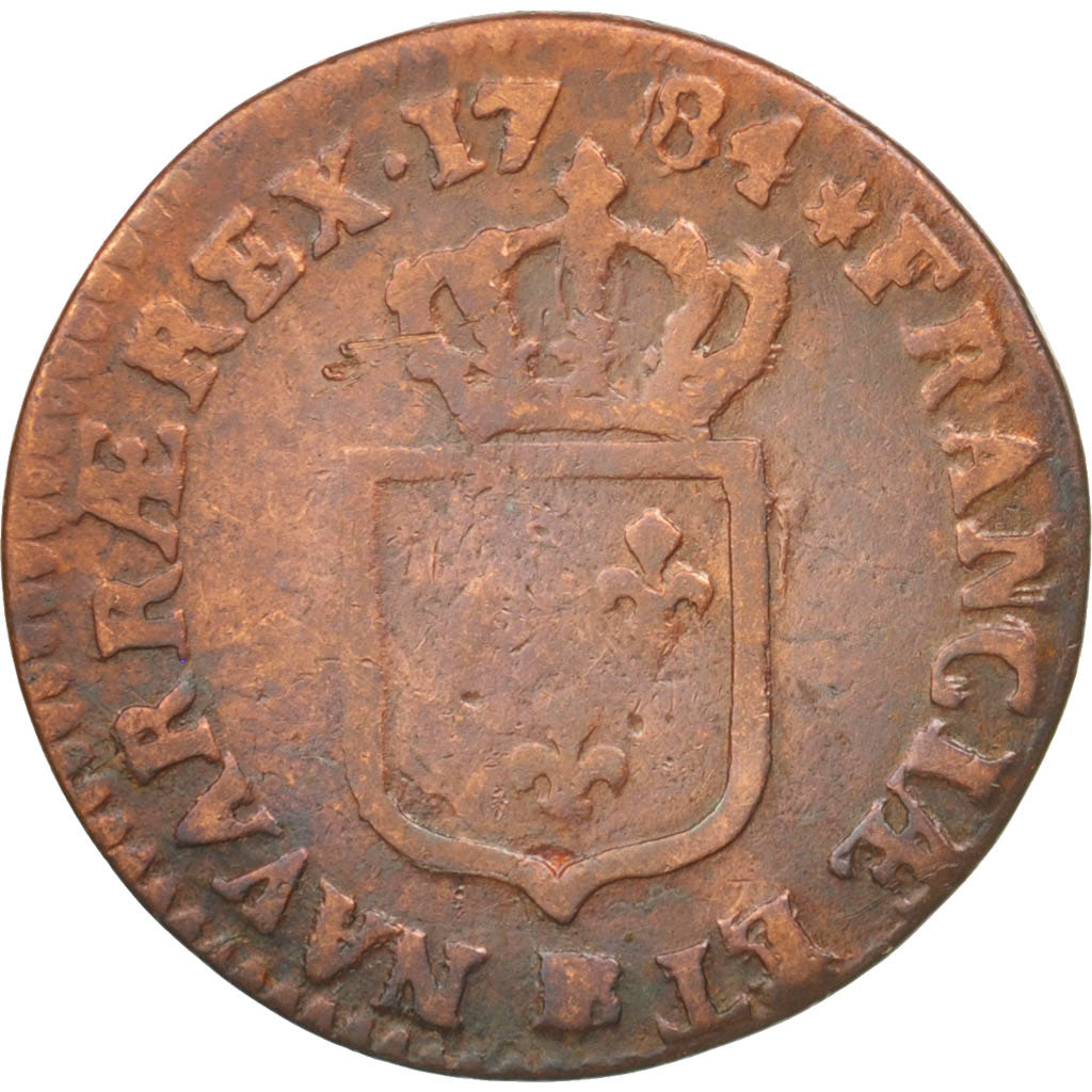France, Louis XVI, 1/2 Sol ou 1/2 sou, 1/2 Sol, 1784, Strasbourg, F(12-15)