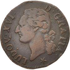France, Louis XVI, 1/2 Sol ou 1/2 sou, 1/2 Sol, 1791, Lille,TB,Cuivre,Gadoury349