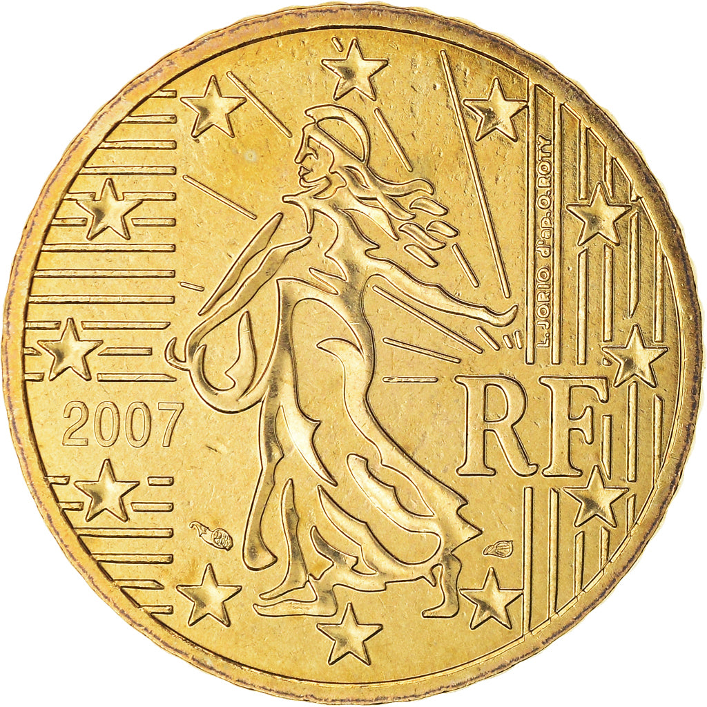 France, 50 Euro Cent, 2007, Paris, BU, MS(65-70), Brass, Gadoury:6a., KM:1412