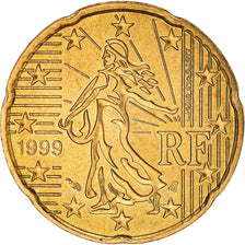 France, 20 Euro Cent, 1999, Paris, BU, FDC, Laiton, KM:1286