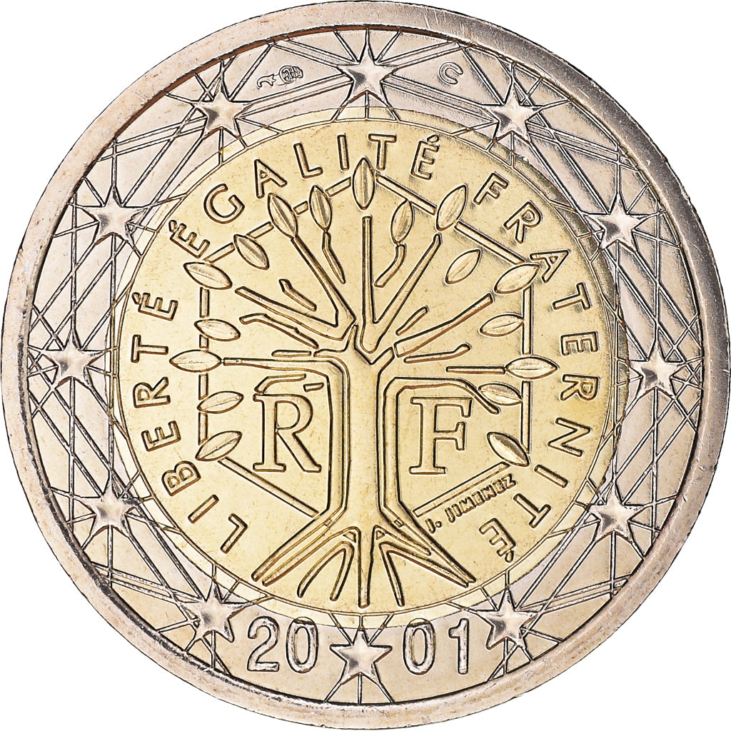 Francia, 2 Euro, 2001, Paris, BU, FDC, Bimetálico, KM:1289