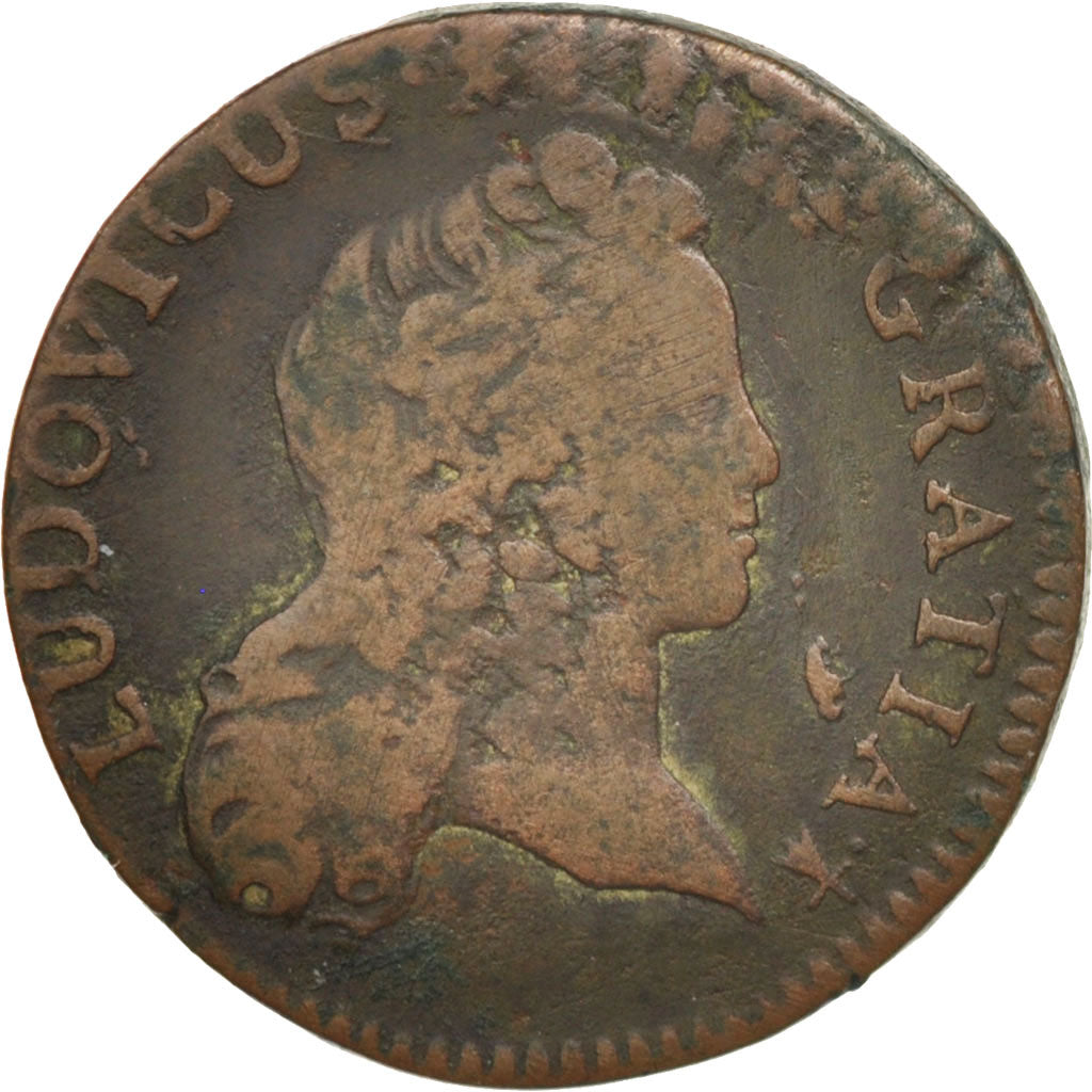 France, Louis XV, Demi sol au buste enfantin, 1/2 Sol, 1720, Metz, F(12-15)