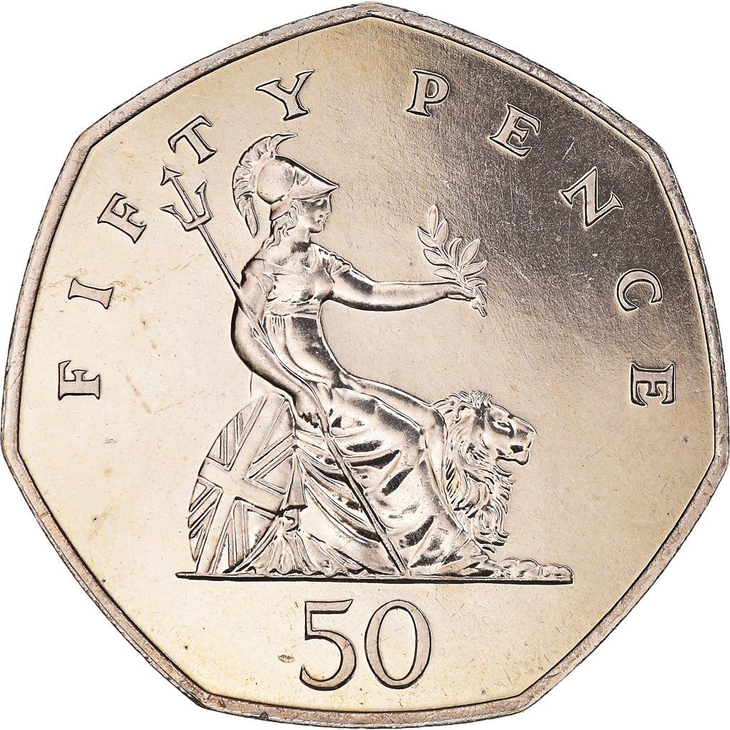 Coin, Great Britain, Elizabeth II, 50 Pence, 1982, BU, MS(64), Copper-nickel