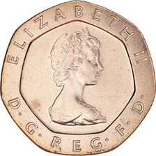 Coin, Great Britain, Elizabeth II, 20 Pence, 1982, BU, MS(65-70), Copper-nickel