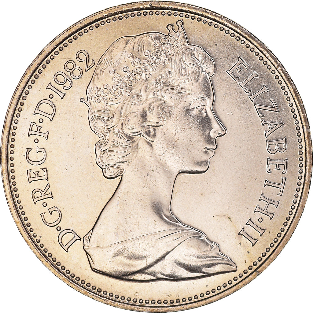 Coin, Great Britain, Elizabeth II, 10 Pence, 1982, BU, MS(65-70), Copper-nickel